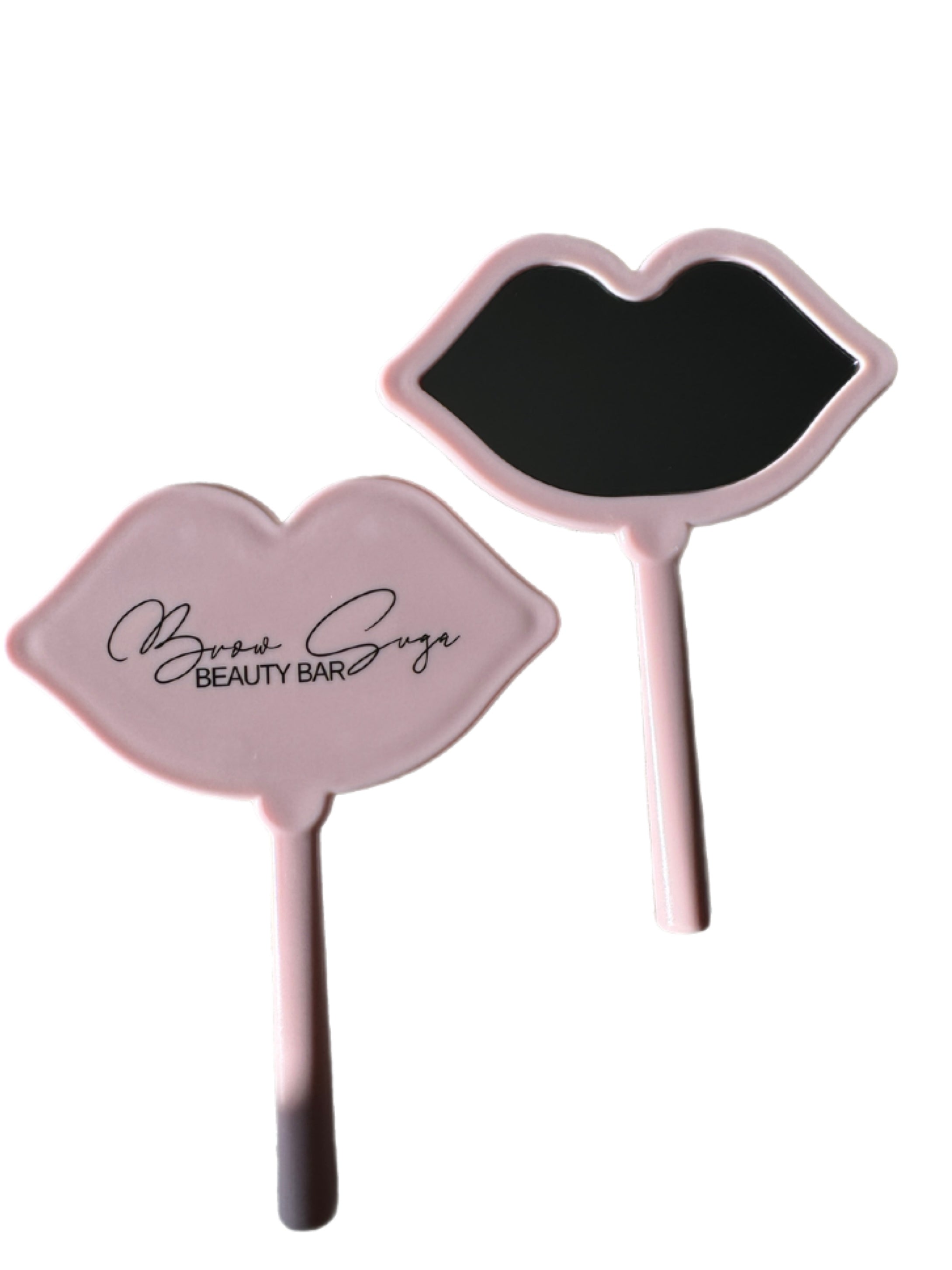 Lip Shaped Handheld Vanity Mirror Pink
