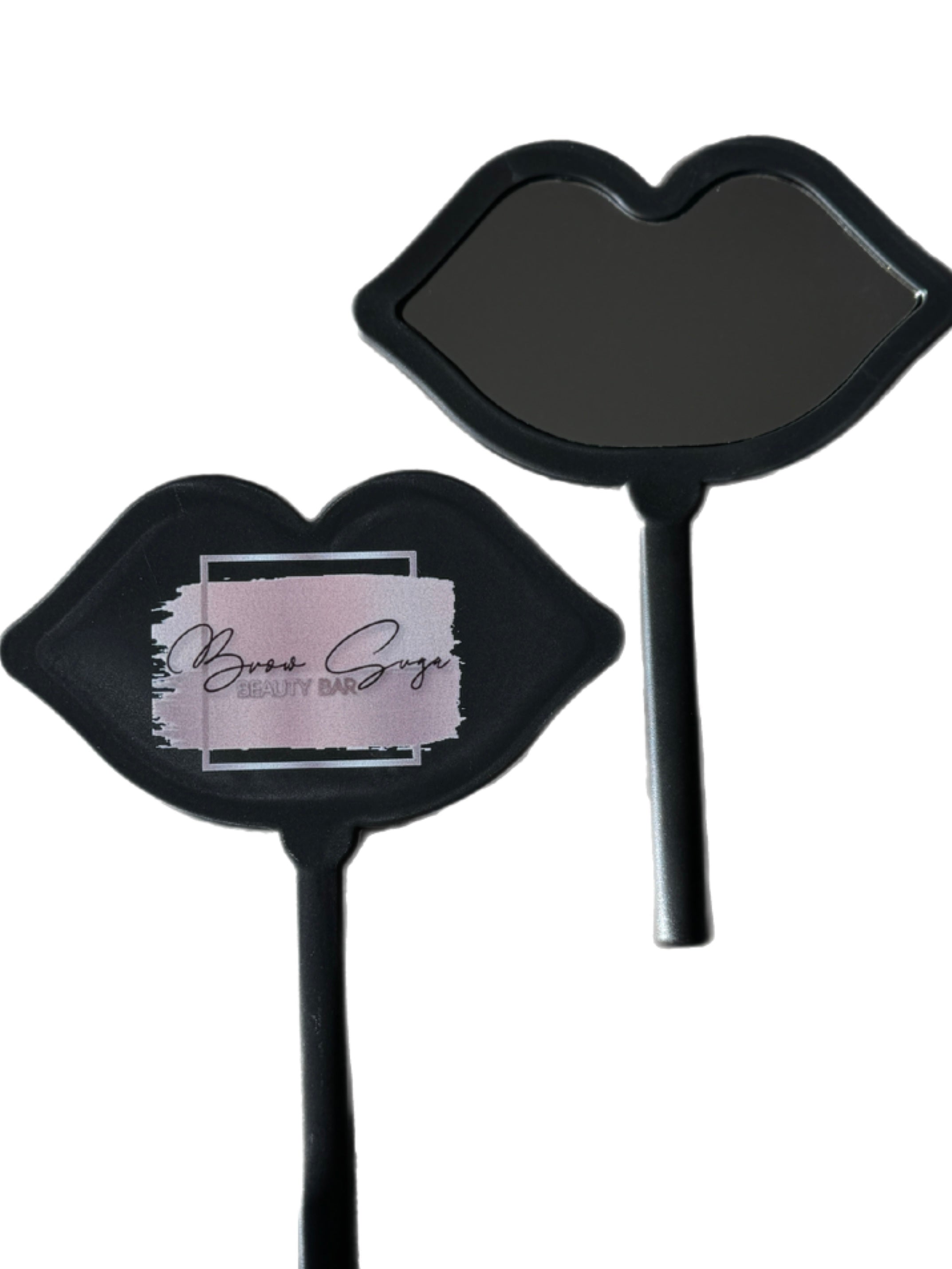 Lip Shaped Handheld Vanity Mirror Pink